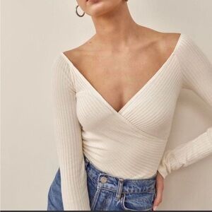 Reformation Cream Ribbed top